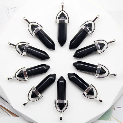 24 stücke Natürliche Stein Achate Quarz Kristall Anhänger Für Halskette Charme Fluorit Sechseckigen Anhänger DIY Schmuck Machen Zubehör