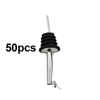 50Pcs Weinausgießer mit Gummi Staub Kappen Edelstahl Alkohol Dispenser Liquor Tüllen Flasche Ausgießer