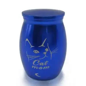 Stainless Steel Pet Urns, Small Face Print, Memorial Urn, Dog and Cat Ash Holder, Urn for Human Pet Ashes, Blue/Black