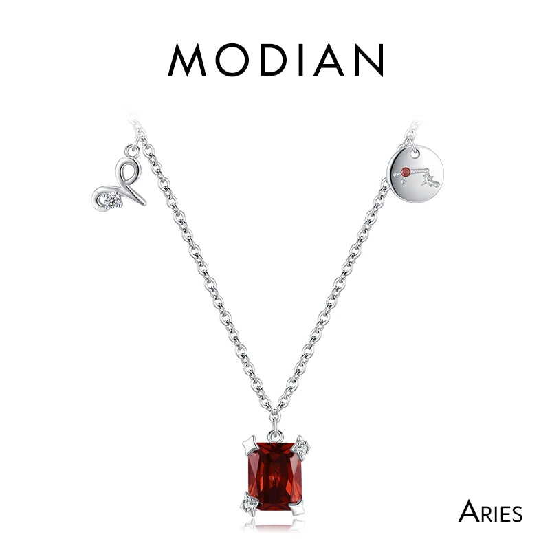 Modian 925 Sterling Silber Regenbogen Zirkonia Skorpion Geburts stein Sternzeichen Symbol Charme Anhänger Halsketten für Frauen edlen Schmuck