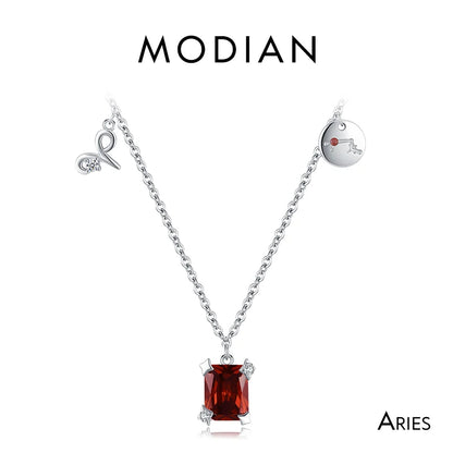 Modian 925 Sterling Silber Regenbogen Zirkonia Skorpion Geburts stein Sternzeichen Symbol Charme Anhänger Halsketten für Frauen edlen Schmuck