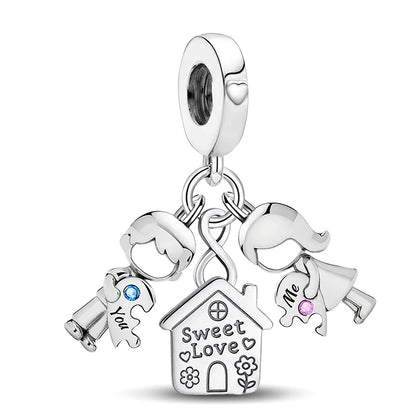 Charms aus 925er-Sterlingsilber für Jungen und Mädchen, Paar-Serie, Vorschlag, Geständnis, Perlen, passend für Original-Pan-Armbänder, edler Schmuck, Geschenk