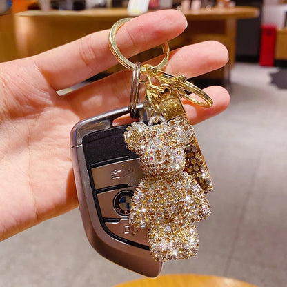 Nette Strass Quaste Bär Schlüsselbund Paar Schlüsselbund Mädchen Dekoration Kleine Anhänger Auto Schlüssel Ring Student Tasche Anhänger