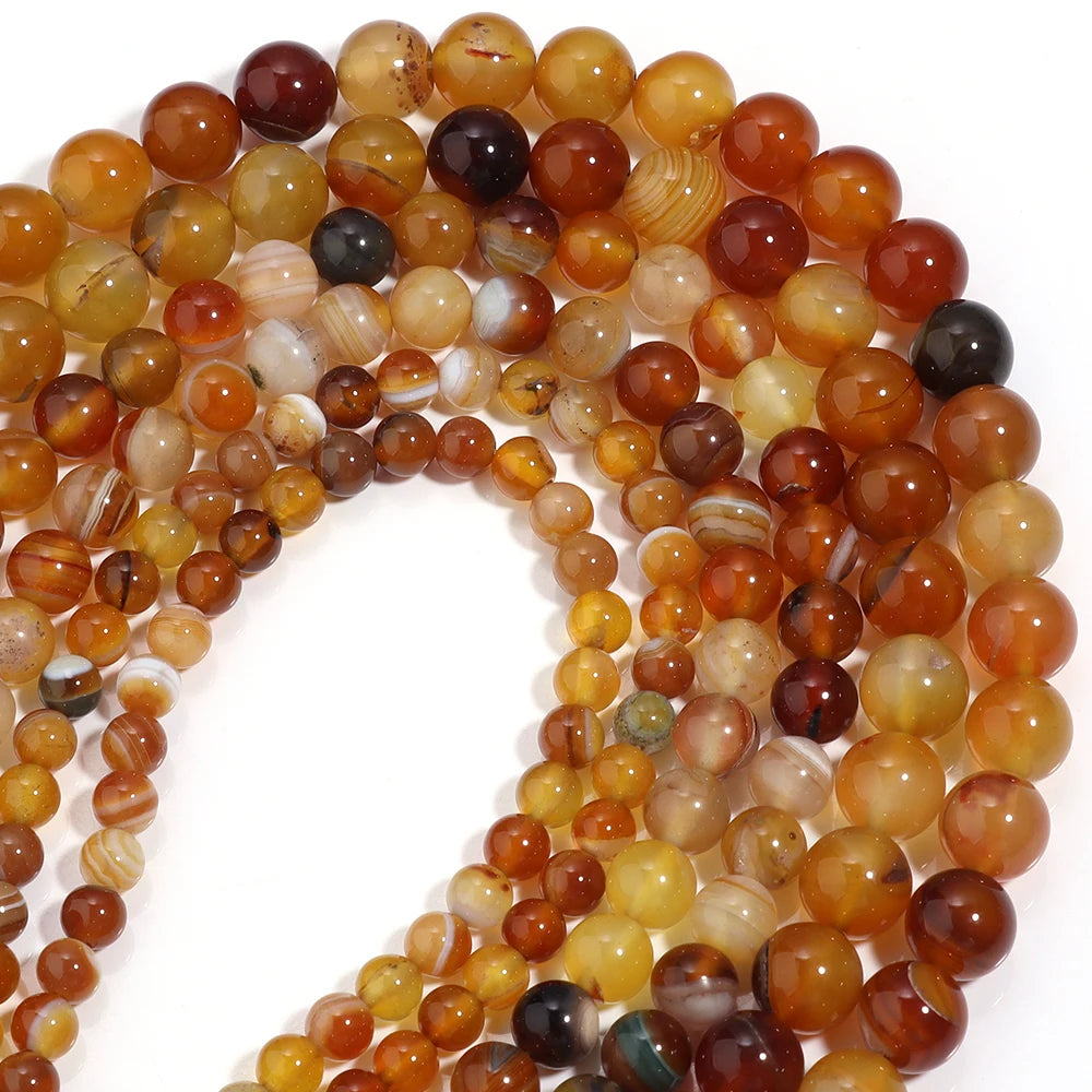 1 Strang Natursteinperlen Bernsteinfarbene Achatperlen Runde lose Perlen für DIY Schmuckherstellung Halskette Armband Großhandel