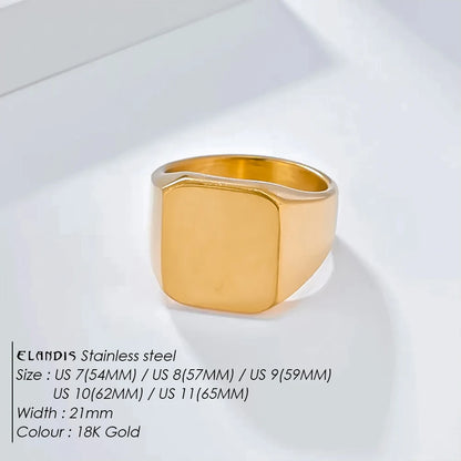 ELANDIS Modeschmuck, quadratische Edelstahlringe für Herren, Accessoires, Jahrestag, Hochzeit, Party, Geschenk, trendige geometrische Ringe