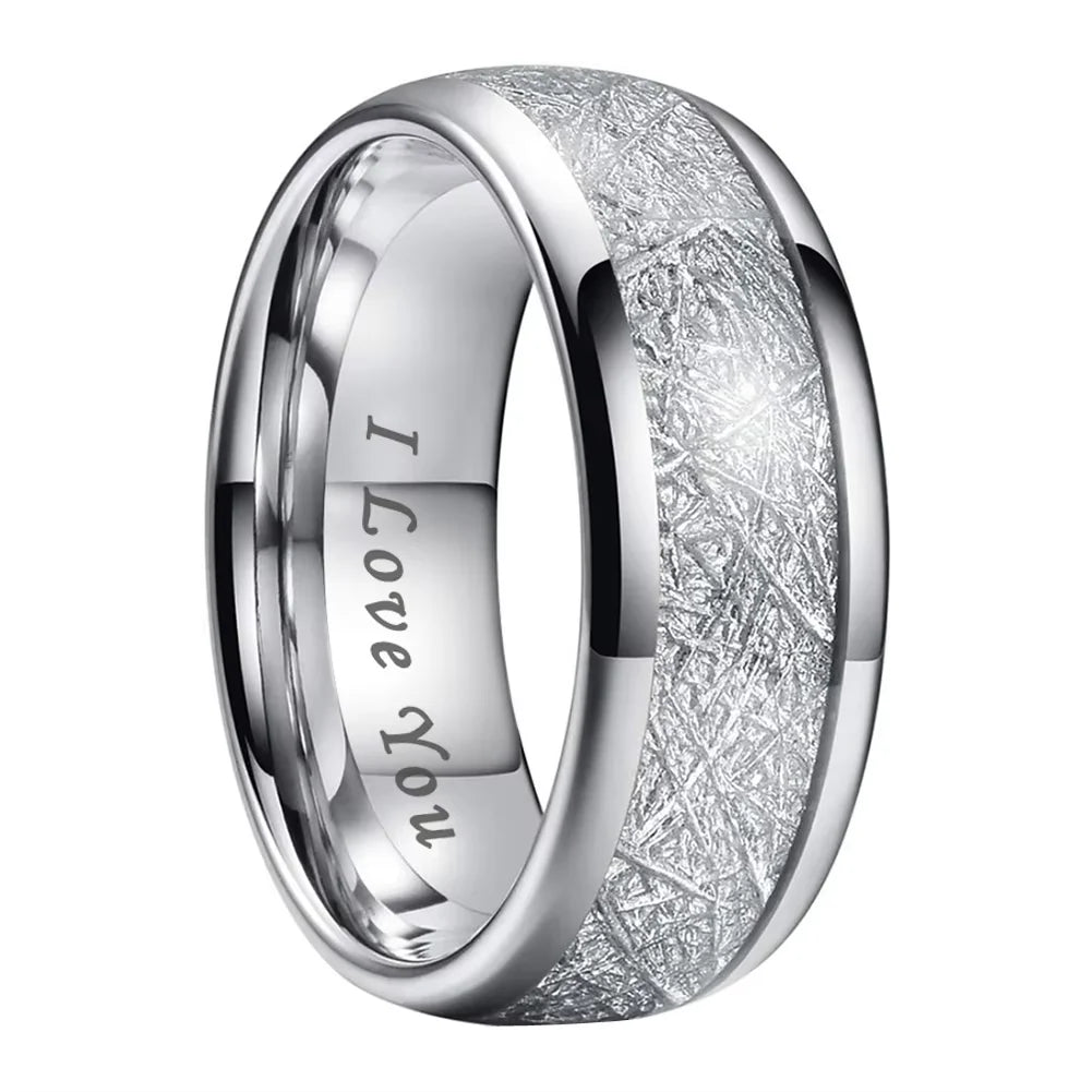 iTungsten 6/8mm Männer Frauen Helle Verlobung Hochzeit Band Wolfram Meteorit Ring Modeschmuck I Love You Graviert