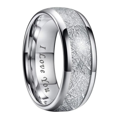 iTungsten 6/8mm Männer Frauen Helle Verlobung Hochzeit Band Wolfram Meteorit Ring Modeschmuck I Love You Graviert