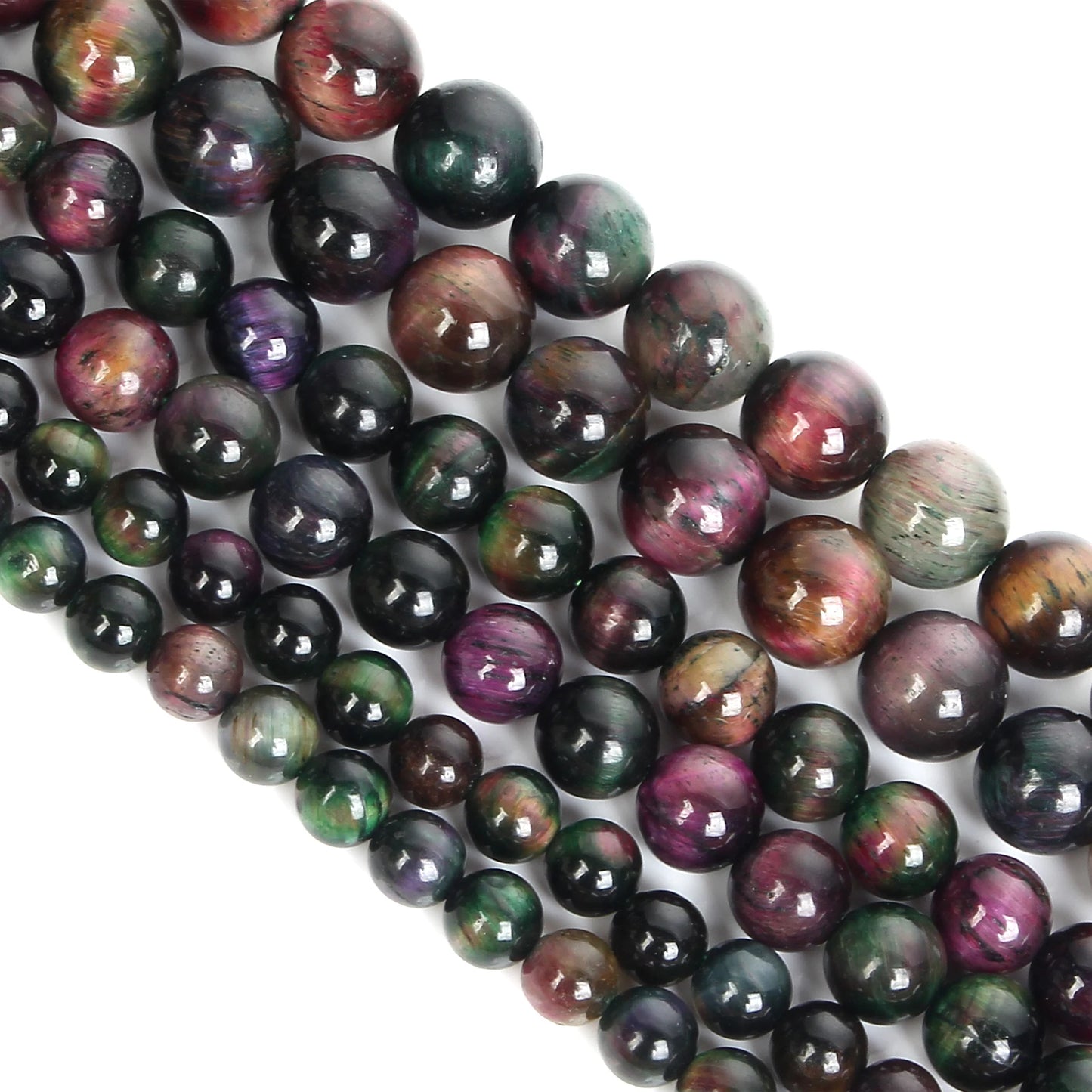 Natursteinperlen, mehrfarbig, Tigerauge, lose Distanzperlen für die Herstellung von Armbändern, Schmuck, DIY-Zubehör, Auswahlgröße 4/6/8/10/12 mm
