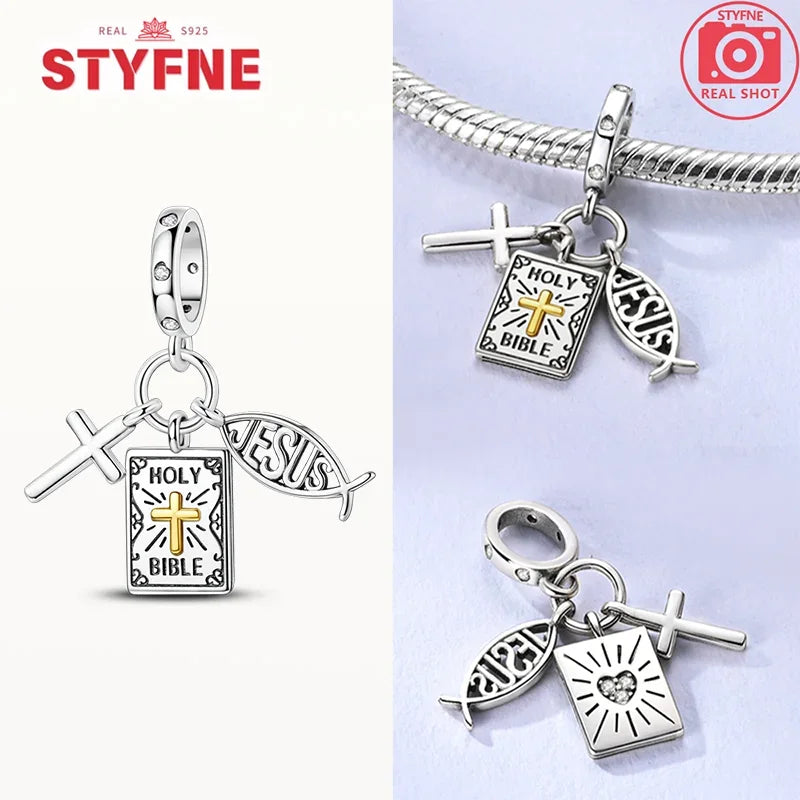 NEUE Silber 925 Elefant Evil Eye Hand Kreuz Herz Blau Zirkon Perlen Charms Fit Original Armband für Frauen Diy Edlen Schmuck geschenk