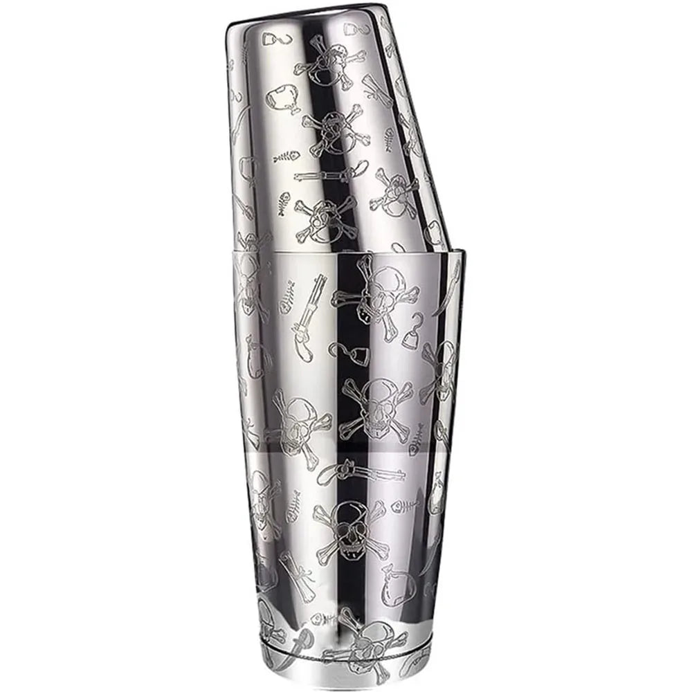 Boston Shaker aus Edelstahl mit geätztem Muster, Cocktail-Shaker, Martini-Shaker, Getränkemixer, professionelle Barkeeper-Sets
