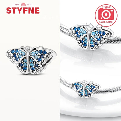 Neue Silber 925 Blaue Libelle Schmetterling Charms Perlen Fit Original Armband für Frauen DIY Edlen Schmuck Zubehör Perlen Geschenke