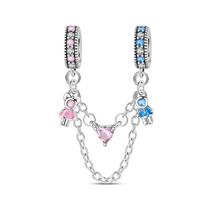 Charakter-Serie, 925er-Sterlingsilber, modisches Mädchen-Paar, Hochzeits-Charms, passend für DIY-Armbänder, Halsketten, exquisite Geschenk-Paarung