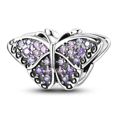 Sicherheitsketten aus 925er-Sterlingsilber, violette Serie, Schmetterling, Widder, Zwillinge, passend für Original-Armbänder, DIY-Schmuckherstellung, Geschenk für Frauen