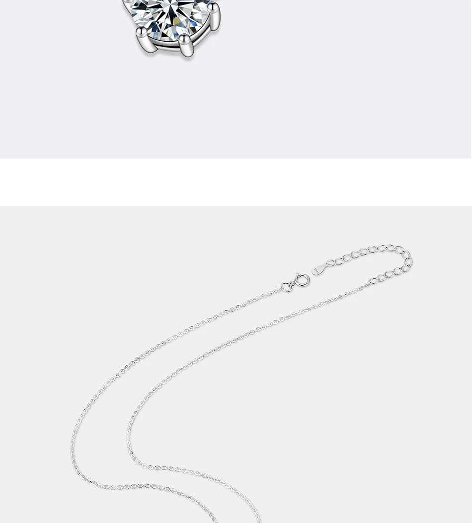 PERFANY 0,5-5CT Moissanit Halskette für Frauen S925 Reines Silber Klassische Sechs Klaue Runde Diamant Anhänger Minimalistischen Hochzeit schmuck