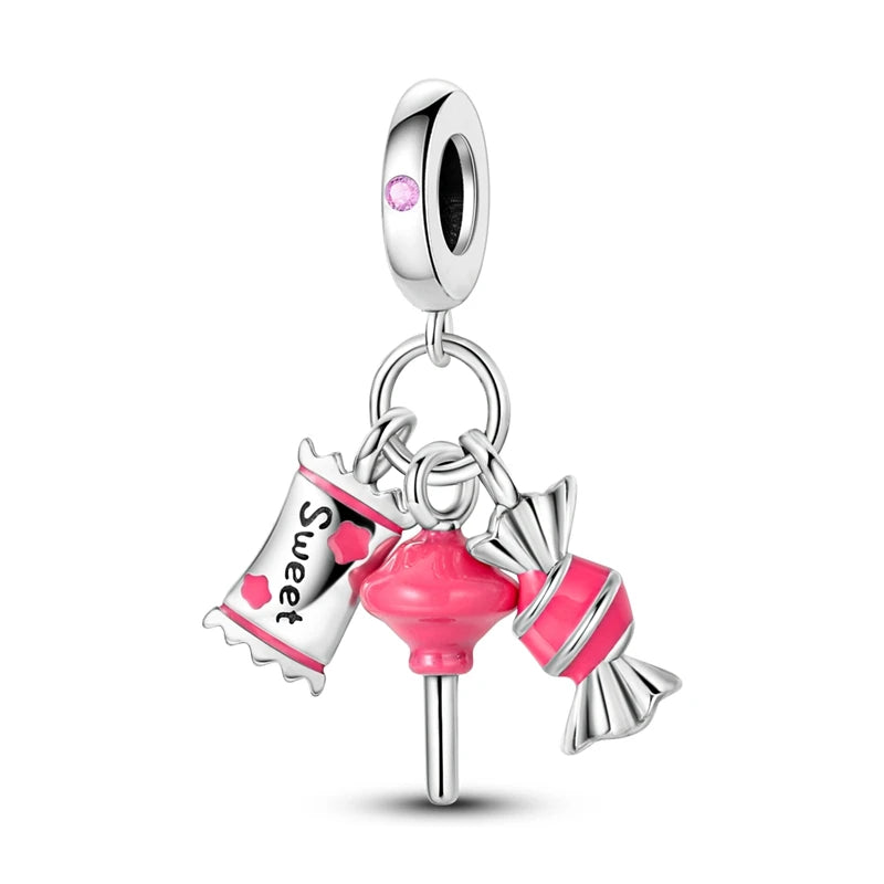 Neue 2025 925 Sterling Silber Charms Perlen Liebe Herz Rosa Original Charm Anhänger Fit Charm Armbänder DIY Schmuck Geburtstag Geschenk