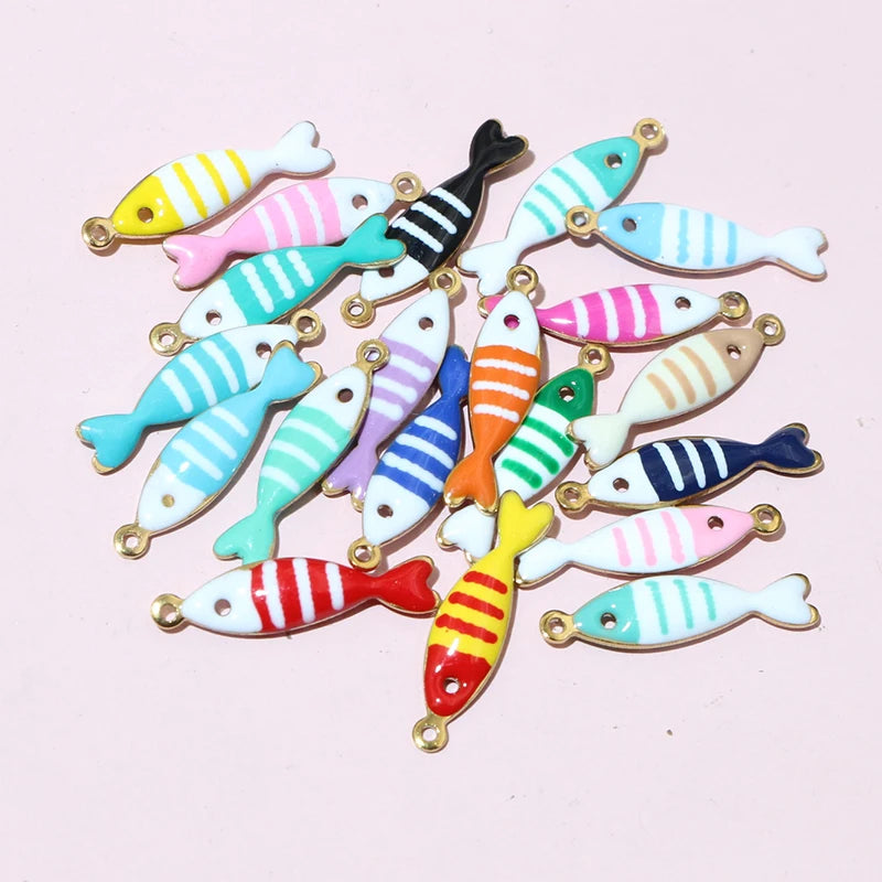 20 Stück Edelstahl Emaille Fisch Charms Anhänger 18x5mm Edelstahl DIY Schmuck Herstellung Zubehör für Ohrringe Halskette