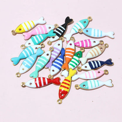 20 Stück Edelstahl Emaille Fisch Charms Anhänger 18x5mm Edelstahl DIY Schmuck Herstellung Zubehör für Ohrringe Halskette