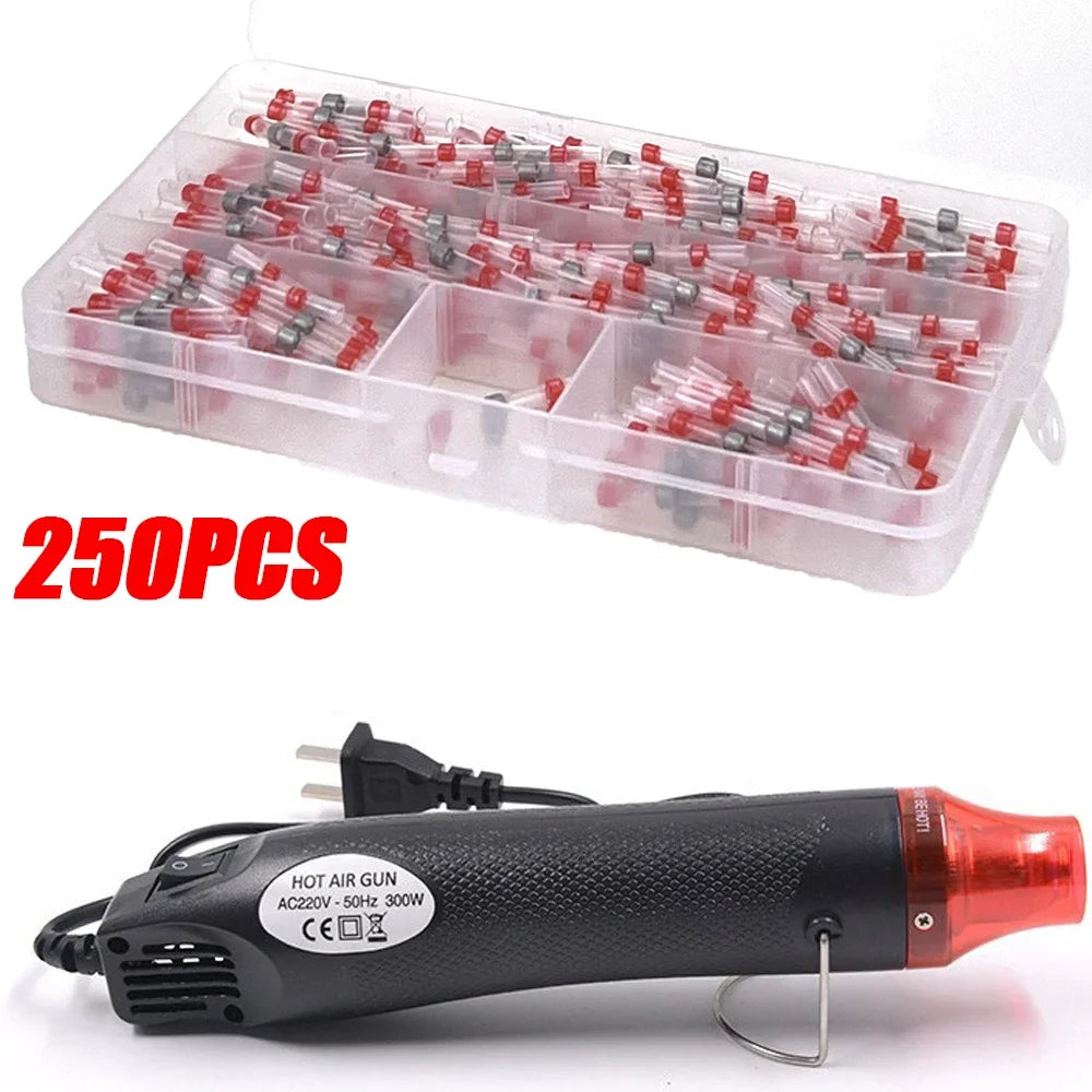 50-1000PCS Schrumpf Butt AWG22-18 Rot Solder Isolierte Wasserdichte Elektrische Spleiß Draht Anschlüsse mit Heißluftpistole Uns/Eu