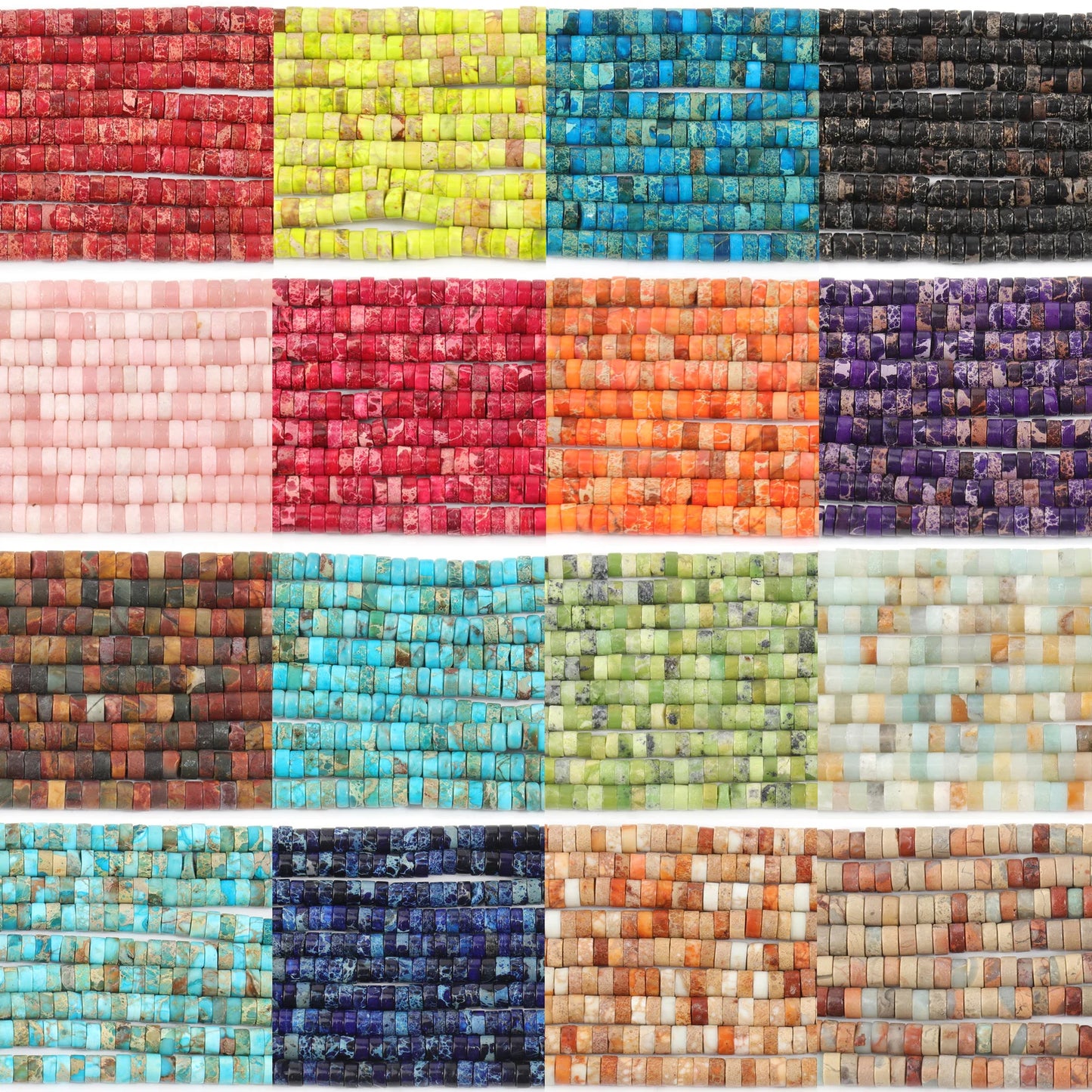4 x 2 mm flache runde Rondelle-Abstandsperlen, natürlicher Jaspis, rosa Opal, Amethyst, Lapislazuli, Chrysopras-Perlen für die Schmuckherstellung