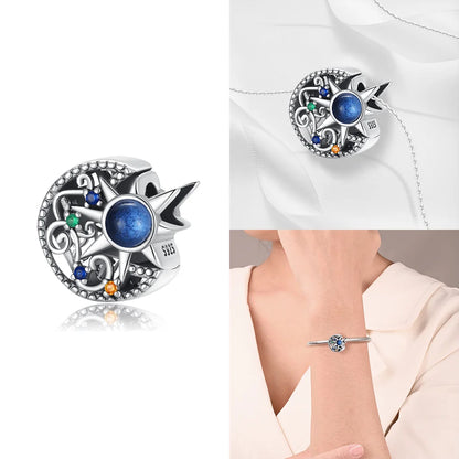 Original 925 Silber Lila Romantische Sternenplanet Perlen Halskette Charms Perlen Fit Armband Frauen Diy Zubehör Feines Geschenk