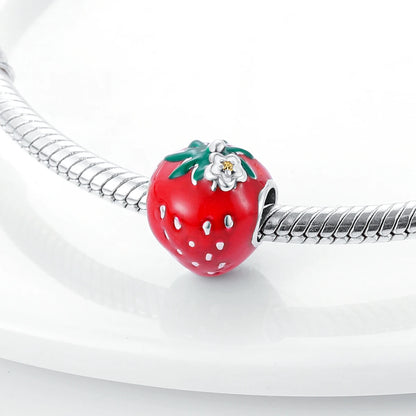 Obst-Charm-Perle aus 925er Silber, Erdbeere, Kirsche, Avocado-Anhänger, passend für Original-Armbänder, DIY-Modeschmuck