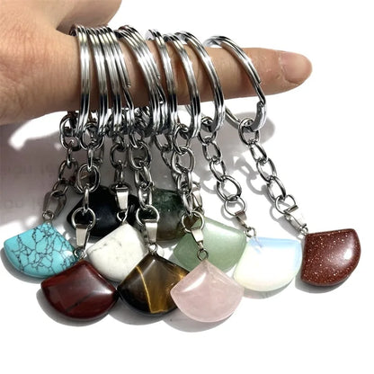 20 stücke Natürliche Raue Rohstein Kristall Quarz Schlüsselbund Frauen Männer Handtasche Hangle Auto Schlüssel Halter Raw Mineral Stein Schlüsselring schmuck