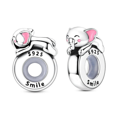 Lucky Clover Clip Charms 925 Sterling Silber Original Black Cat Stopper Clamp Silikon Spacer Charm für DIY Schmuck Armband