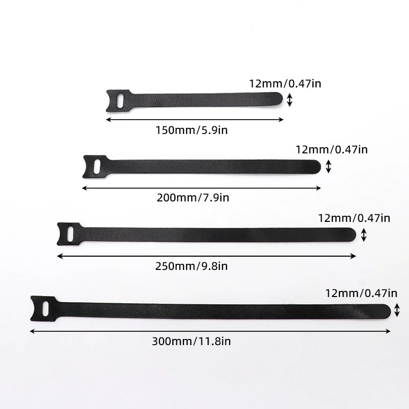 50/200 Stück 150/200/250/300 mm schwarze lösbare Kabelbinder Nylon Hakenschlaufenbänder Wrap Zip Bundle Krawattenbefestigungsband Draht Organizer
