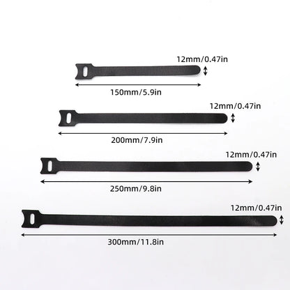 50/200 Stück 150/200/250/300 mm schwarze lösbare Kabelbinder Nylon Hakenschlaufenbänder Wrap Zip Bundle Krawattenbefestigungsband Draht Organizer