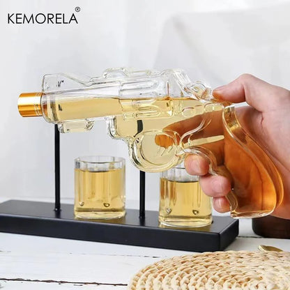 KEMORELA Revolver Glas Dekanter Whisky Glas Set Wein Spender Bar Trinkbehälter Glasflasche Exquisite Herrengeschenke