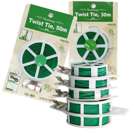 1pc 30/50M Langlebige Pflanzen Krawatte Grüne Beschichtung mit Cutter Starke Twisted Cord Garten Bonsai Unterstützung gartenarbeit Und Outdoor Verwenden Suppl