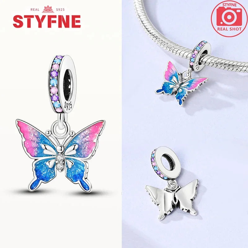 Neue Silber 925 Blaue Libelle Schmetterling Charms Perlen Fit Original Armband für Frauen DIY Edlen Schmuck Zubehör Perlen Geschenke