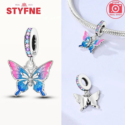 Neue Silber 925 Blaue Libelle Schmetterling Charms Perlen Fit Original Armband für Frauen DIY Edlen Schmuck Zubehör Perlen Geschenke