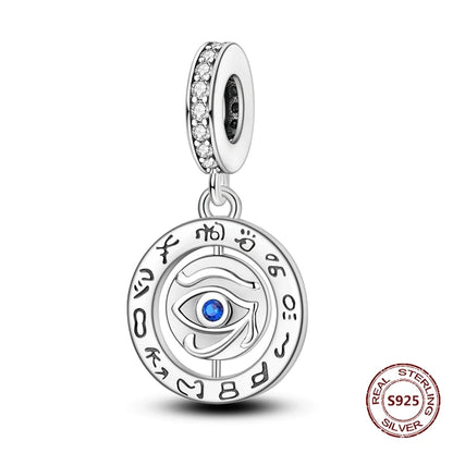 Teufelsaugen-Charm aus 925er Silber, Original-Hand der Fatima, blauer Zirkon, Kreuz, blaue Augen, passend für Armbänder, DIY-Herstellung von Schmuck, Geschenk