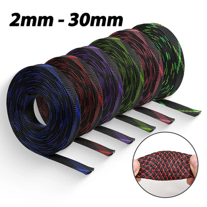 5M PET Isolierter Kabelmantel 2 4 6 8 10 12 14 16 20 25 30mm Erweiterbarer Hochdichter Geflochtener Schutzmantel für Kabelschutz
