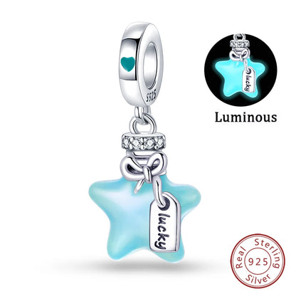 Passend für Qikaola 925 Original-Armbänder, blauer Zirkon, Eule, leuchtende Meeresschildkröte, Oktopus, 925er Silber, Charms, Perlen, DIY, Geburtstag, Schmuck, Geschenk