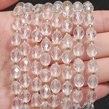 AAA Facettierte natürliche farbige Fluorit-Quarzperlen, 8 x 7 mm, ovale Form, Perlen für Schmuckherstellung, DIY-Perlenzubehör