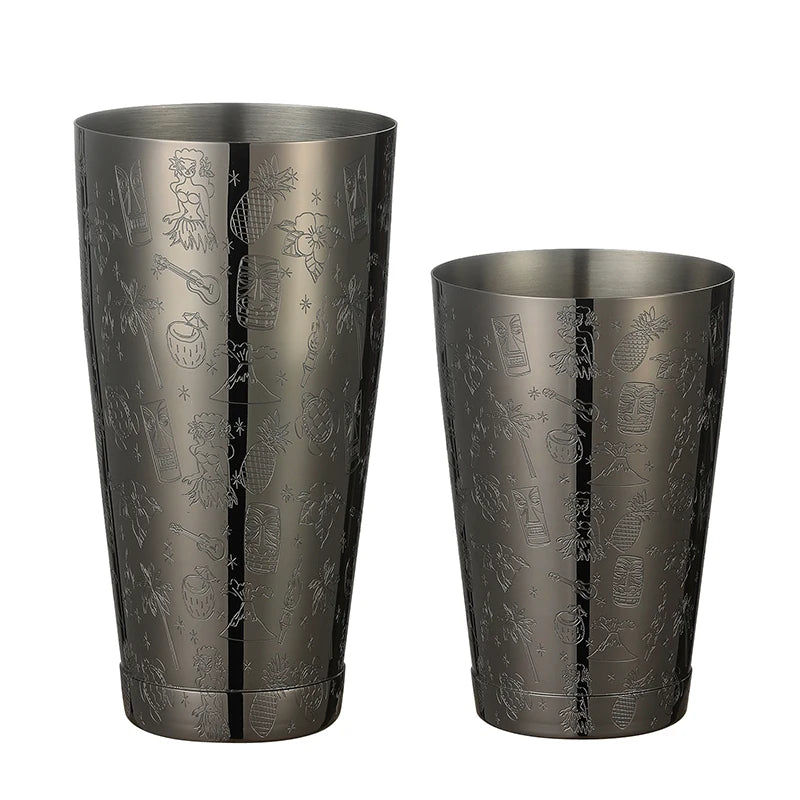 2-teiliges Boston Cocktail Shaker mit Ätzmuster, Bar-Cocktail-Shaker-Blech-Set – 800 ml und 500 ml