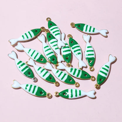 20 Stück Edelstahl Emaille Fisch Charms Anhänger 18x5mm Edelstahl DIY Schmuck Herstellung Zubehör für Ohrringe Halskette
