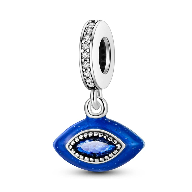 Blue Series Charm-Anhänger aus 925er-Sterlingsilber, Saphir, Baum des Lebens, Flasche, Elefant, Planet, Ozean, Herz, passend für DIY-Armbänder, Halsketten, Geschenke