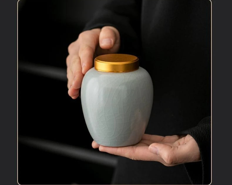 1 PC Ceramic Ruyao Cremation Urns Handmade Cremation Urn for Human or Pet Ashes Cats Dogs Animals Reptiles Pet Memorial