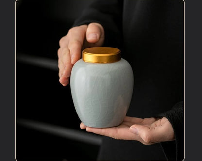 1 PC Ceramic Ruyao Cremation Urns Handmade Cremation Urn for Human or Pet Ashes Cats Dogs Animals Reptiles Pet Memorial