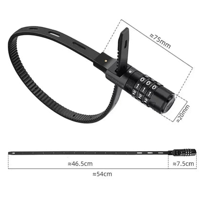 ROCKBROS Passwort Motorrad Helm Schloss Edelstahl Nylon Mantel Zinklegierung Zylinder Tragbare Anti-diebstahl Fahrrad Kabelbinder