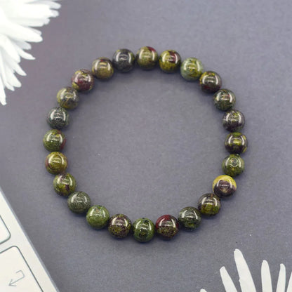 Natürliche Drachen Blutstein Elastische Armbänder Frauen Männer Charme Dinosaurier Jaspis Perlen Armband Fördern Die Durchblutung Schmuck