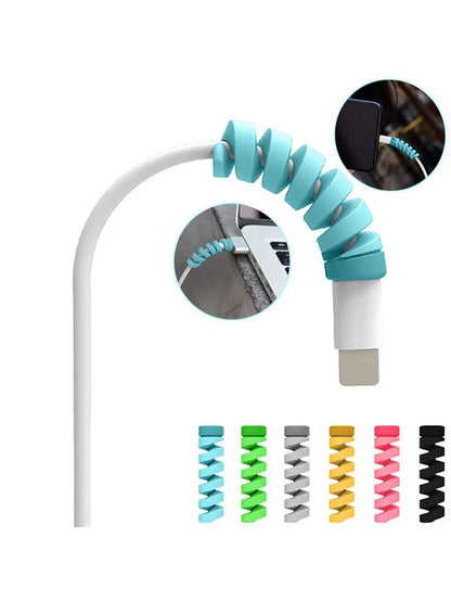 Kabelschutz Silikon Spulenwickler Drahtschutz für iPhone USB Ladegerät Kabel Kabel Schutzhülle Kabelwickler Clip