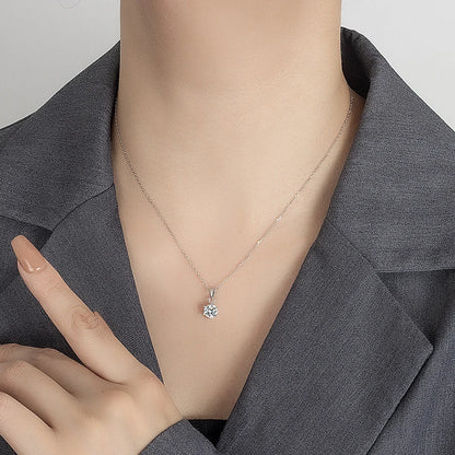 PERFANY 0,5-5CT Moissanit Halskette für Frauen S925 Reines Silber Klassische Sechs Klaue Runde Diamant Anhänger Minimalistischen Hochzeit schmuck