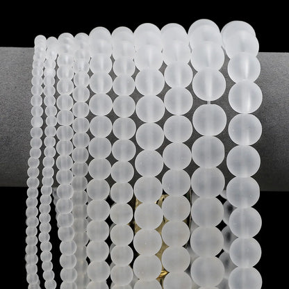 1 Strang weiße Milchglasperlen für die Schmuckherstellung, matte runde lose Perlen, DIY-Armband, Halskette, Bastelbedarf, 4/6/8/10/12 mm