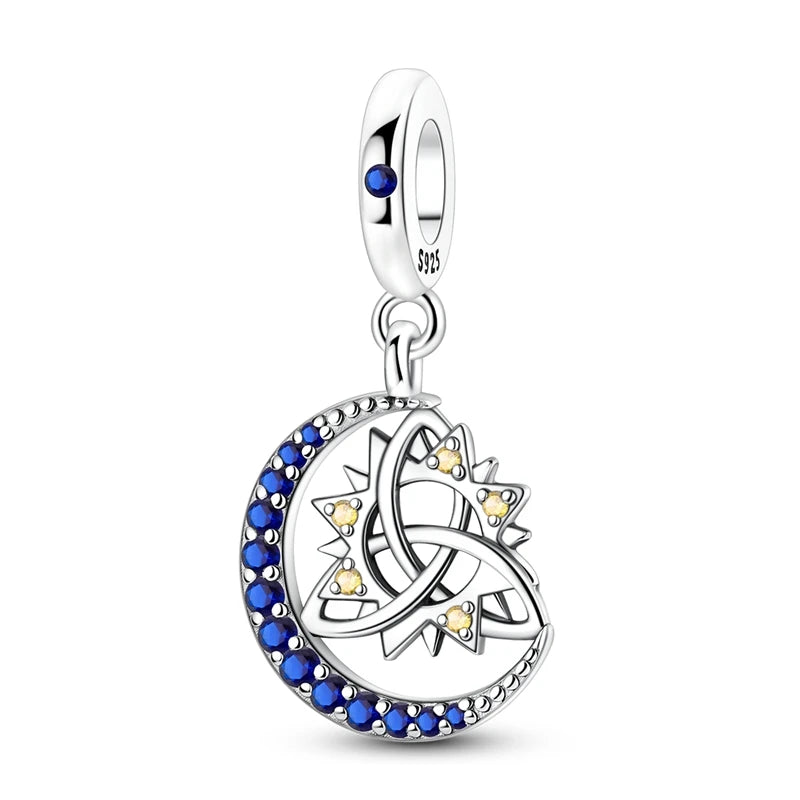 Romantische Schleifenperlen aus 925er-Sterlingsilber und herzförmiger, unendlicher baumelnder Charm, passend für Armbänder, schöne Schmuck-Accessoires, Geschenke