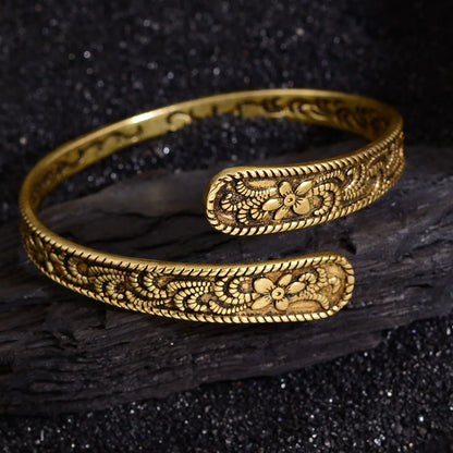 Neue Ankunft Vintage Carving Blume Thai Silber Damen Armreif Promotion Schmuck Für Weihnachtsgeschenke Nie Verblassen