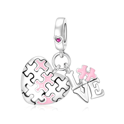 Charm-Anhänger aus 925er-Sterlingsilber mit Oktopusperlen und Stammbaum und Herz, passend für Schlangenarmband, Boutique-Halskette, rosa Anhänger, Geschenk